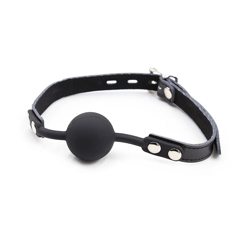 Ohmama Fetish – Gag de Bola de Silicone com Cinto de Couro (Cadeado Incluído)