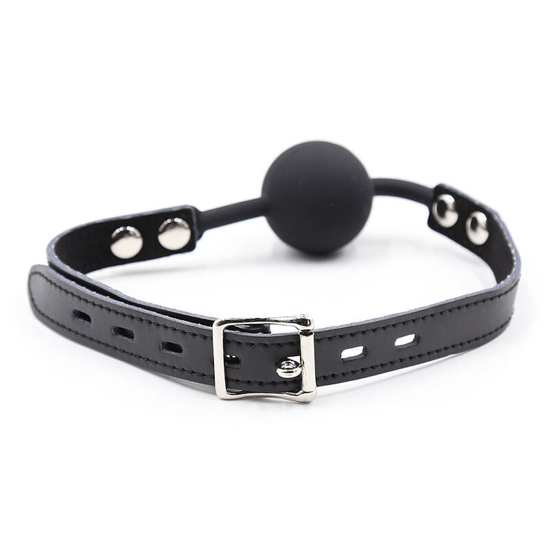Ohmama Fetish – Gag de Bola de Silicone com Cinto de Couro (Cadeado Incluído)