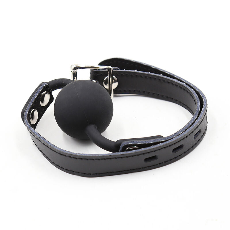 Ohmama Fetish – Gag de Bola de Silicone com Cinto de Couro (Cadeado Incluído)