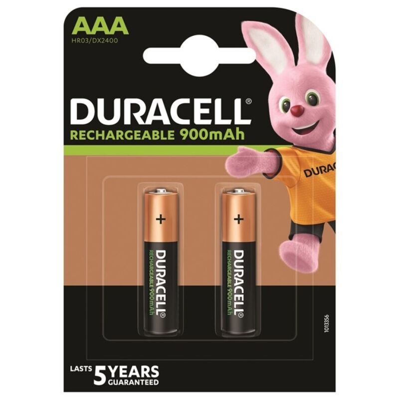 Pack de 2 Baterias Recarregáveis DURACELL HR03 AAA 900mAh