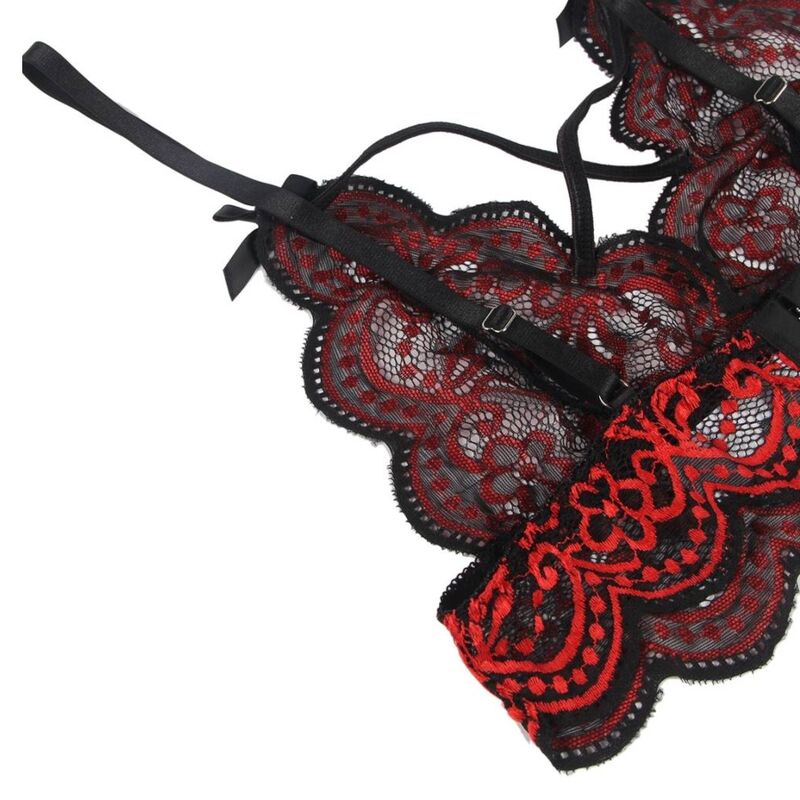 Subblime – Conjunto Duas Peças Top e Tanga em Renda Vermelha e Preta