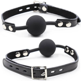 Ohmama Fetish – Gag de Bola de Silicone com Cinto de Couro (Cadeado Incluído)