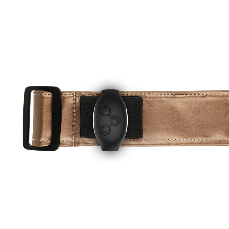 Detalhes do Arnês Fantasia MYTHOLOGY Bronze S/M, mostrando seu design ajustável e material vegano.