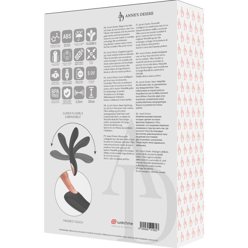 Vibrador ANNE'S DESIRE Curve preto e dourado com controlo remoto WATCHME