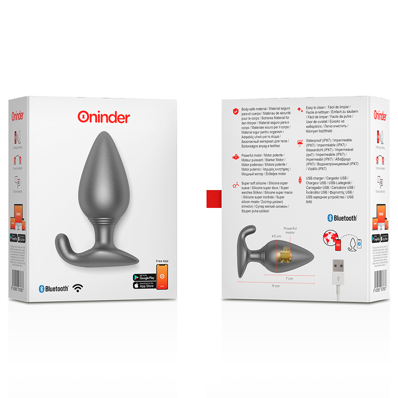 ONINDER – Rio Vibrante Anal Plug Preto (App Gratuito)