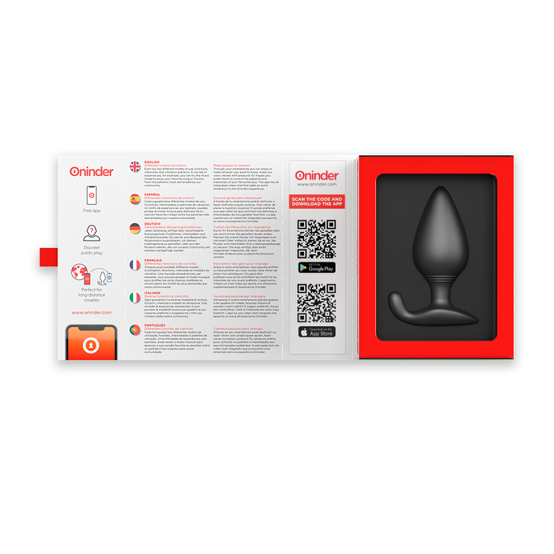 ONINDER – Rio Vibrante Anal Plug Preto (App Gratuito)