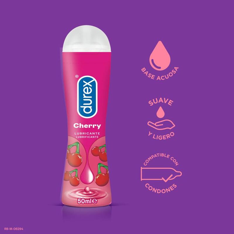 DUREX Lubrificante Play Cheeky Cherry Sabor Cereja 50 ML para momentos íntimos e sensuais.