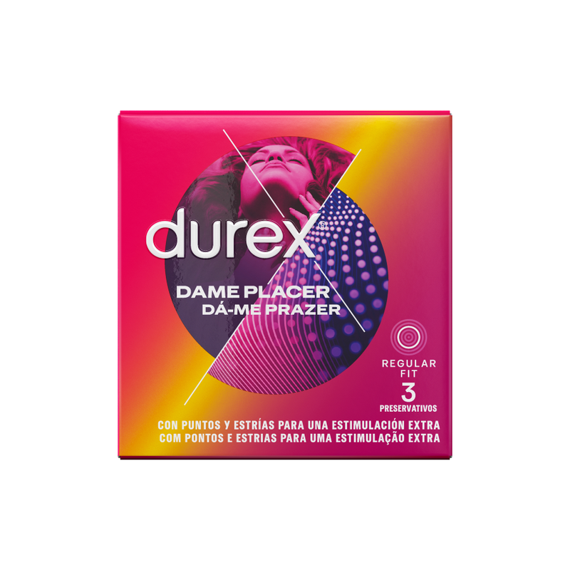 Durex – Dá-me Prazer Preservativos com Pontos e Estrias (3 Unidades)