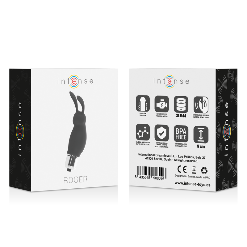 INTENSE Coelho Roger Preto, vibrador ergonómico para estimulação precisa
