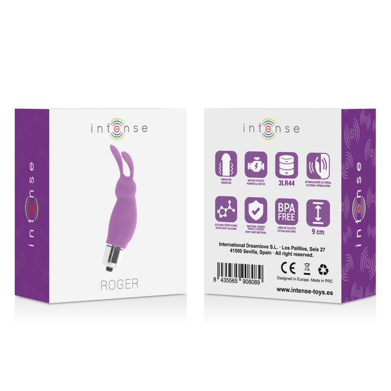 INTENSE Vibrador Coelho Roger Lils com design ergonómico e estimulador clitoriano, ideal para prazer multi-zona.