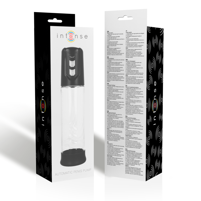 Intense Bomba Peniana Automática para aumento e ereção com cilindro transparente.
