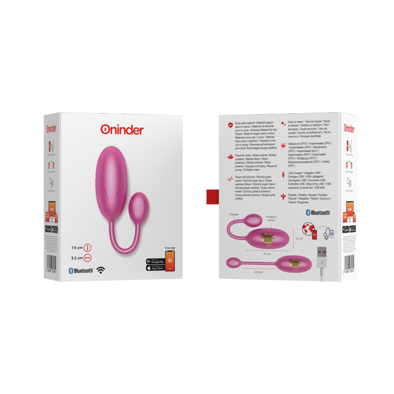 Oninder – Ovo Vibratório Tóquio com Controle por App (7,5 x 3,2 cm)