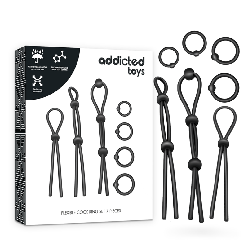 Addicted Toys – Conjunto de Anéis Penianos de Silicone Flexível (7 Peças)