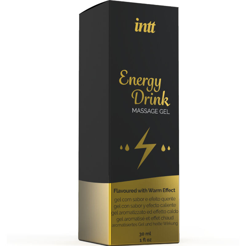 INTT Gel de Massagem Sabor Bebida Energética e Aquecedor 30ml para massagens sensuais e prazer oral.