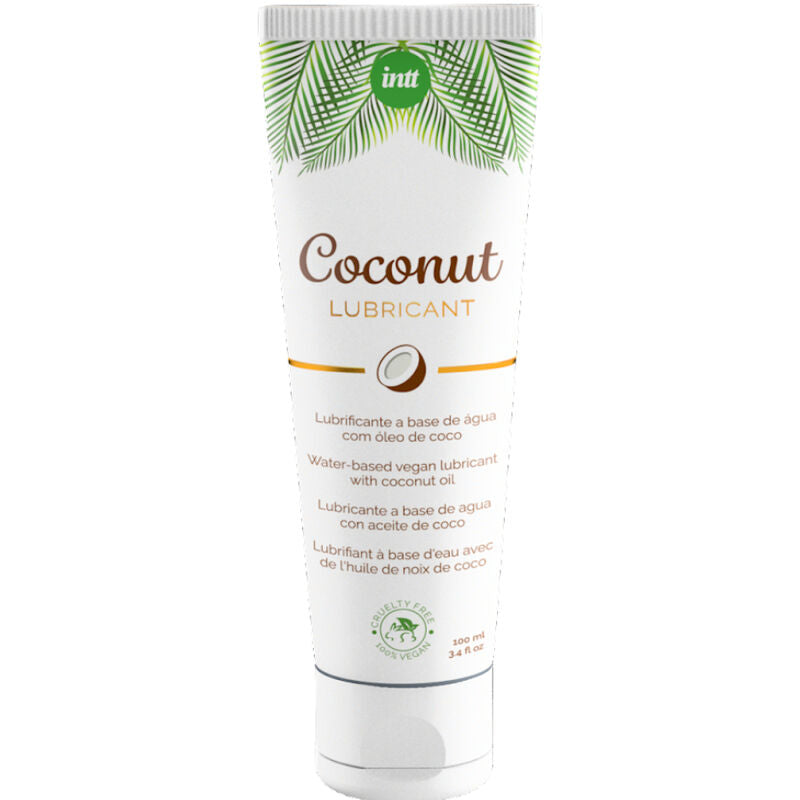 INTT Lubrificante Vegano Base Água Sabor Coco 100ml para hidratação e prazer.
