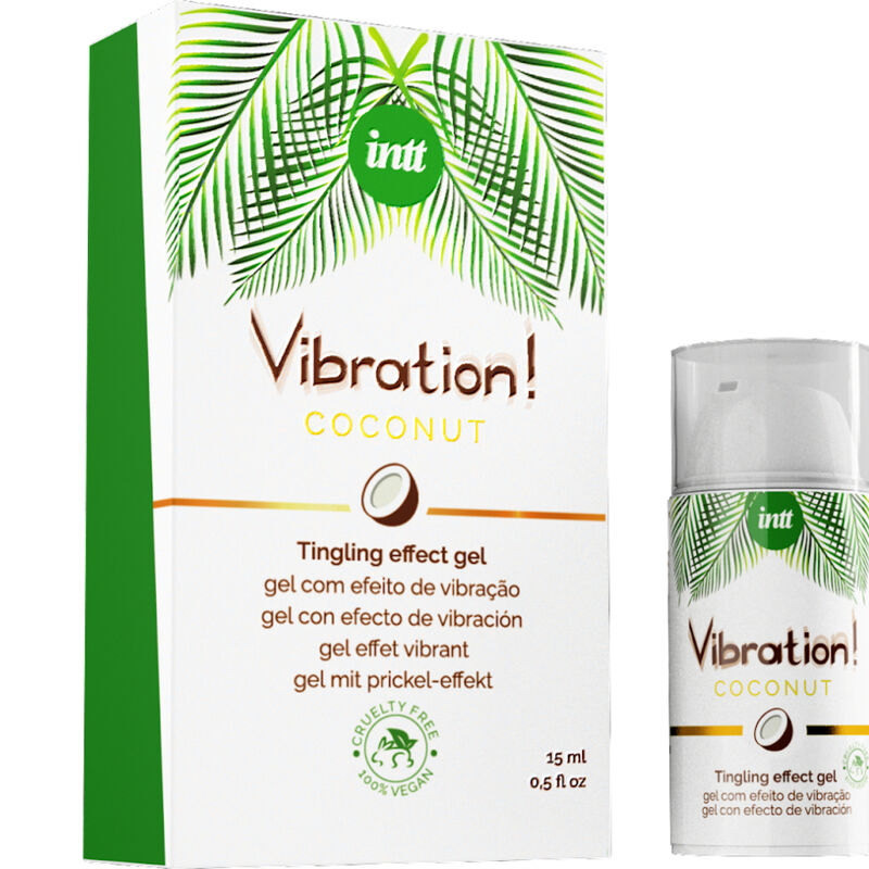 INTT Vibration Gel Coconut Vibrador Líquido Vegano 15ml, ideal para sensações vibrantes e prazer intenso