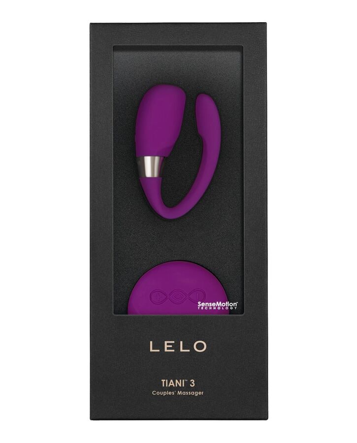 Detalhe do LELO Tiani 3 Vibrador para Casais com Controle SenseMotion na cor Rosa Profunda, mostrando seu design ergonômico em silicone.