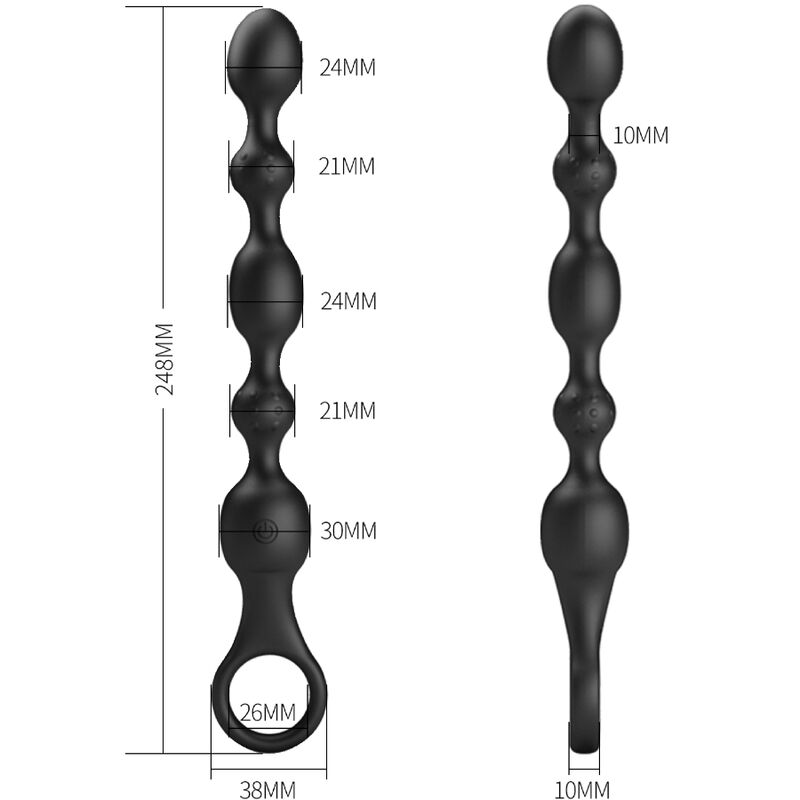 Vibrador Anal de Contas PRETTY LOVE, feito de silicone recarregável, para estimulação anal.