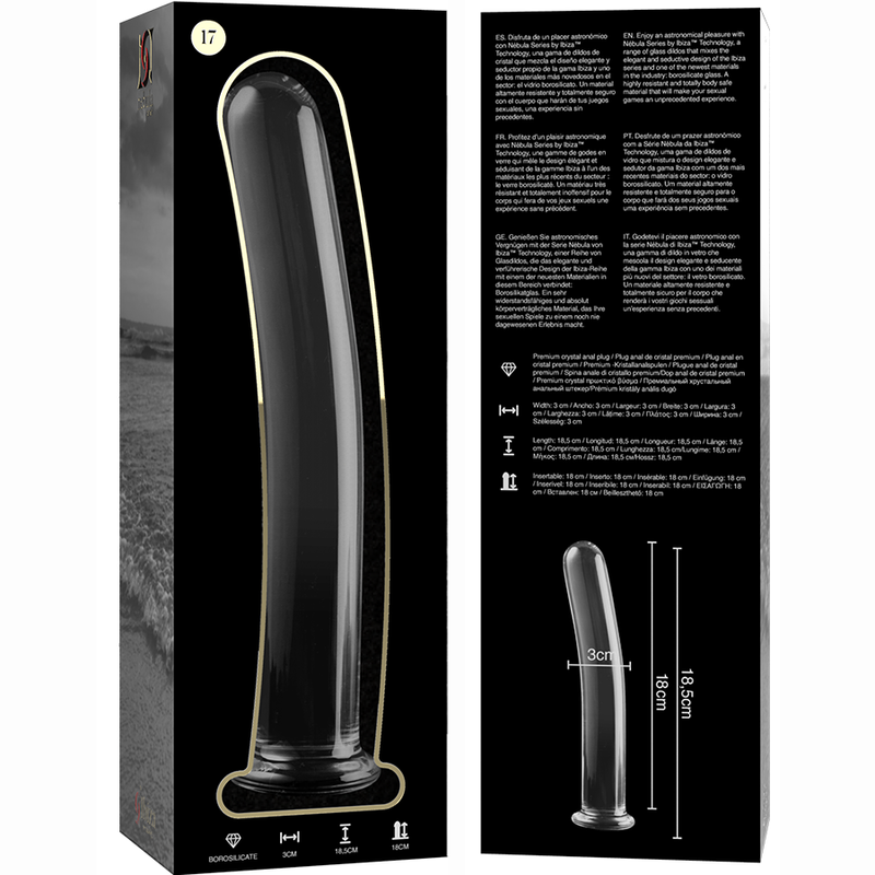 Dildo de Vidrio Borosilicato Transparente Modelo 17 - 18.5 cm