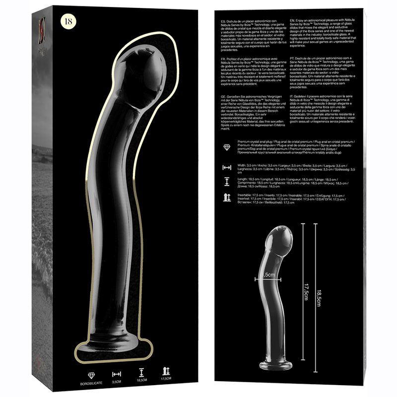 Dildo Modelo 18 Vidro Borossilicato Transparente 18.5 cm -O- 3.5 cm