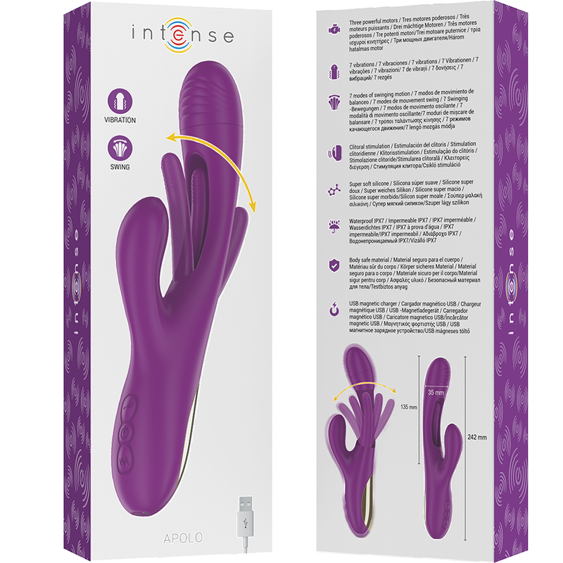Vibrador Multifunção Intense Apolo Roxo | 3 Motores, Língua Oscilante e Recarregável