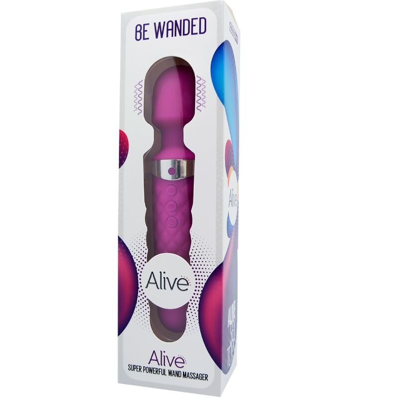 Vibrador Massageador Varinha ALIVE Be Wanded Roxo com 16 funções, mostrando seu design ergonômico e superfície suave.