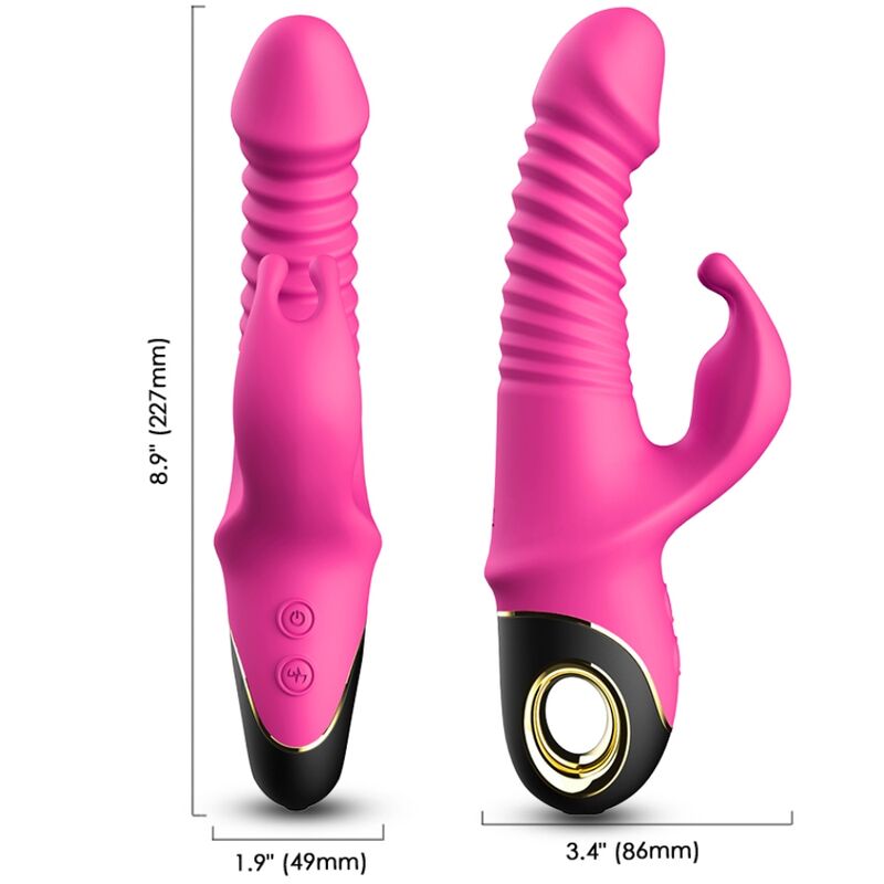 Vibrador Dildo Coelho ARMONY Zing Fúcsia de silicone médico com estimulador clitoriano e 9 modos de vibração.