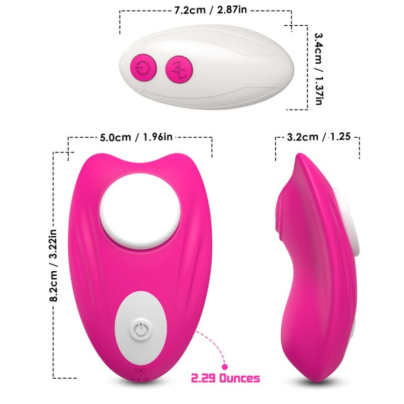 Vista detalhada da Calça Vibradora ARMONY Butterfly Wearable Rosa com Controle Remoto.