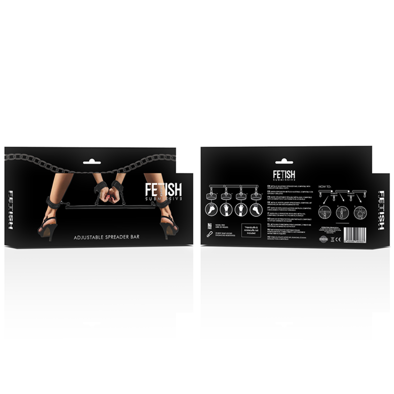 Barra separadora ajustável FETISH SUBMISSIVE para BDSM, mostrando o design modular e os pontos de fixação.