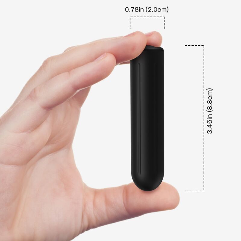 Close-up do Bala Vibrador ARMONY Warhead Preto, mostrando seu design elegante e material de silicone.