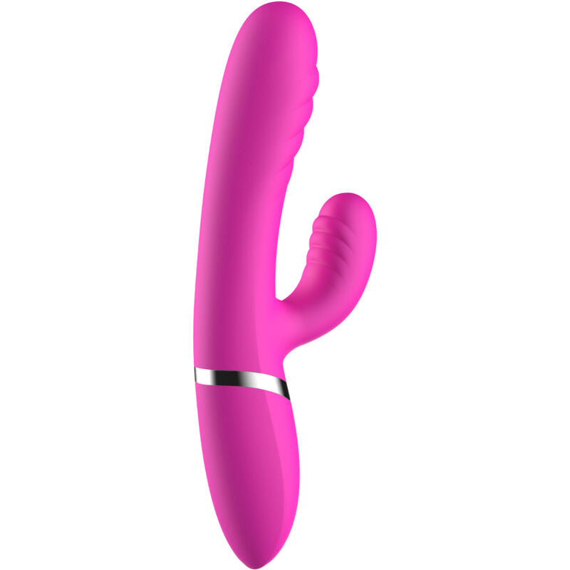 Close-up do vibrador e estimulador ARMONY Adela fúcsia, mostrando seu design ergonómico e material de silicone suave.