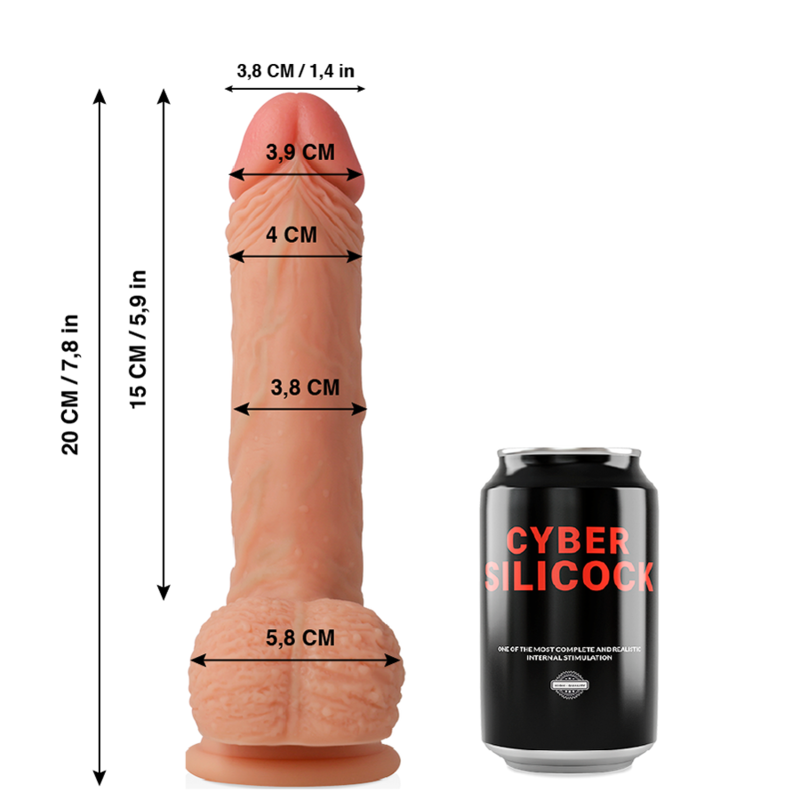 Dildo CYBERSILICOCK Freeman ultra-realista de silicone líquido com ventosa.