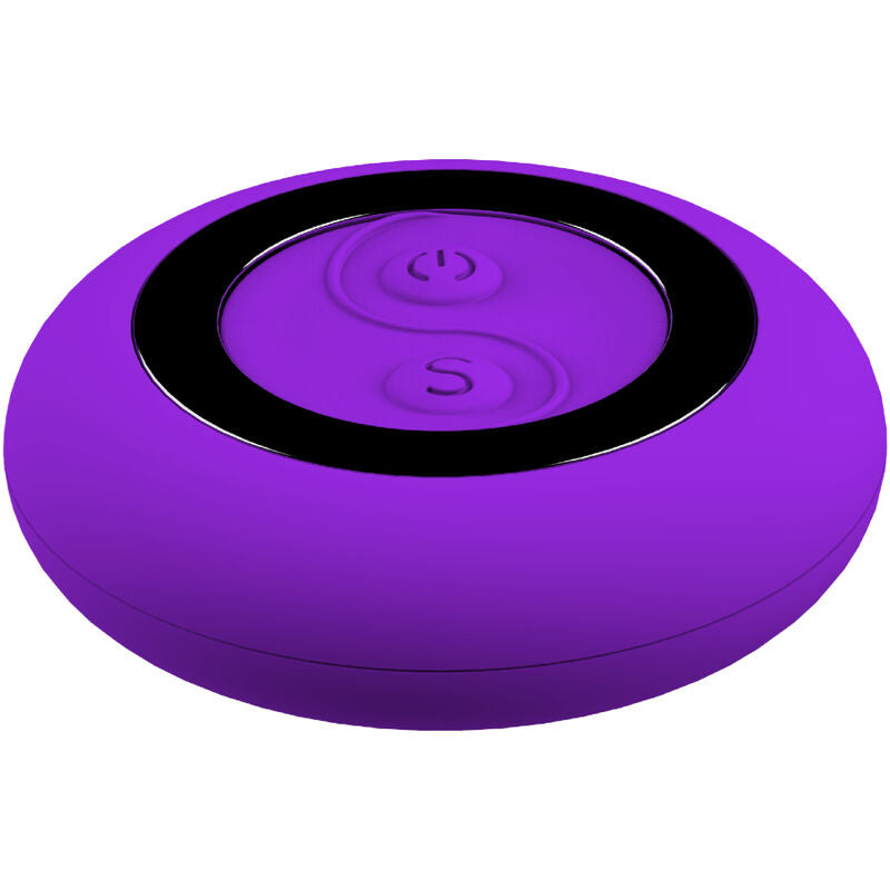 Close-up of the Armony Ovo Vibratório Anni Violet with remote control, showing its smooth silicone texture and elegant design.