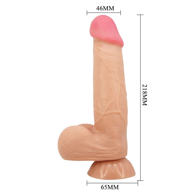 Close-up do PRETTY LOVE Dildo Realístico Sliding Skin com ventosa e textura de pele.