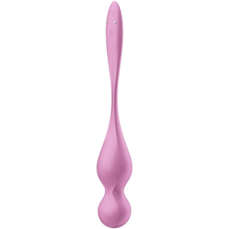 Close-up of the Satisfyer Bolas de Kegel Vibrantes Love Birds Rosa, showing its soft silicone texture and ergonomic shape.