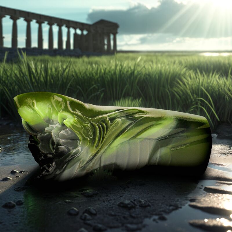 Close-up do Masturbador Masculino EPIC CYBERSILICOCK Steropes Cíclope, exibindo o seu design inspirado na mitologia e textura.