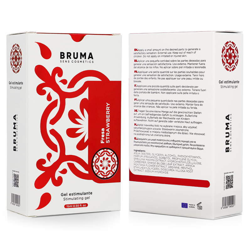 BRUMA Gel Estimulante Intensificador Sabor Morango 15 ML para momentos de prazer e sensibilidade.