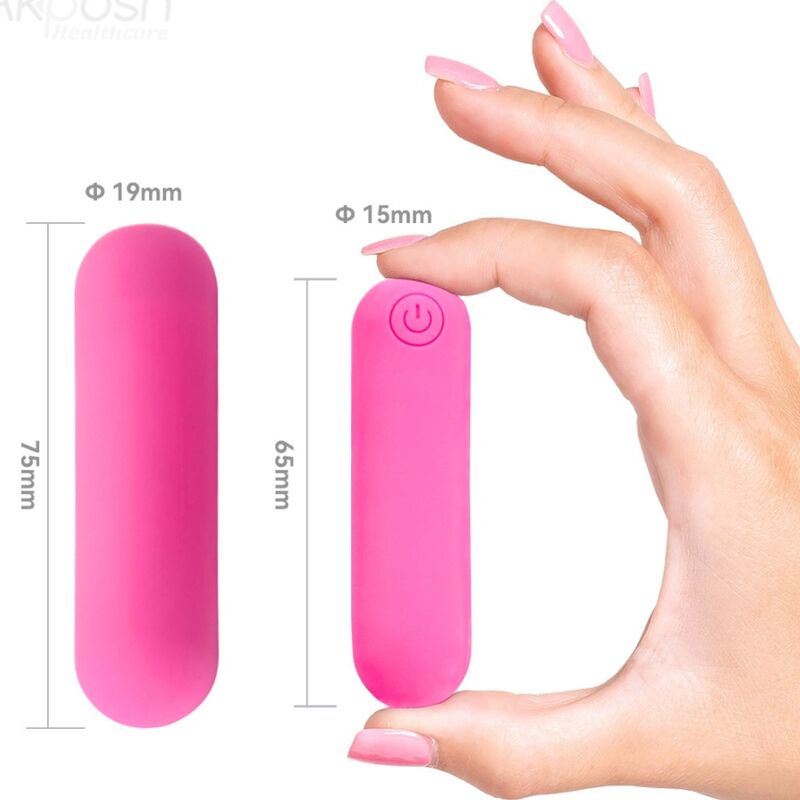 Vibrador Bala ARMONY Splash Haha de silicone rosa com 10 vibrações, recarregável USB e à prova d'água.