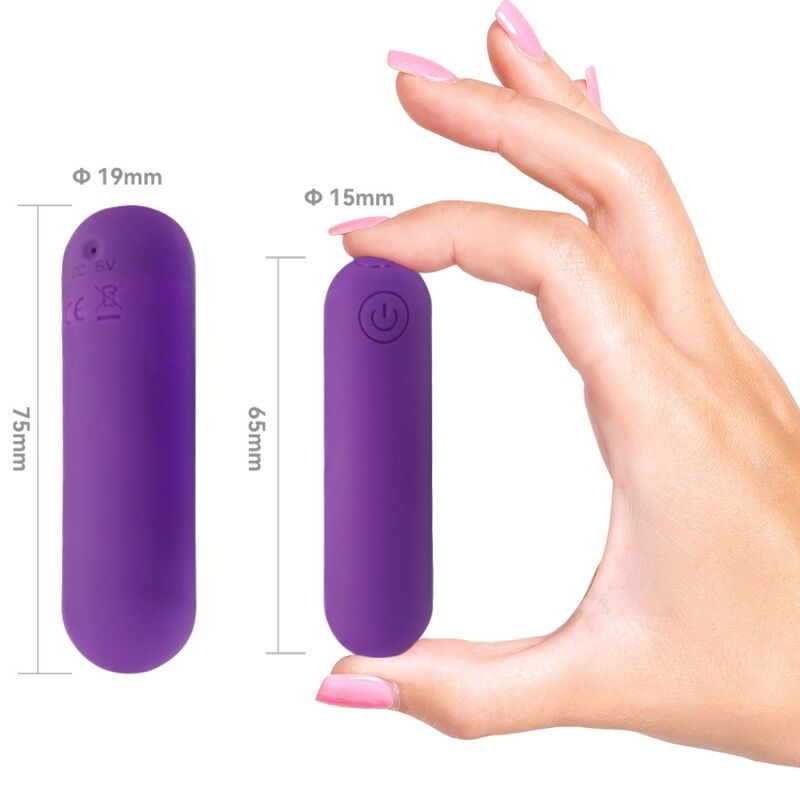 Close-up of the ARMONY Vibrador Bala Silicone Roxo, highlighting its smooth texture and compact design.