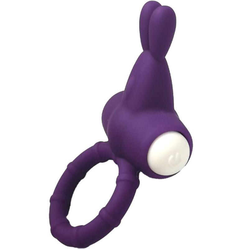 Close-up do ARMONY Anel Vibrador MS Bunny Silicone Roxo, destacando o design e a textura do material.
