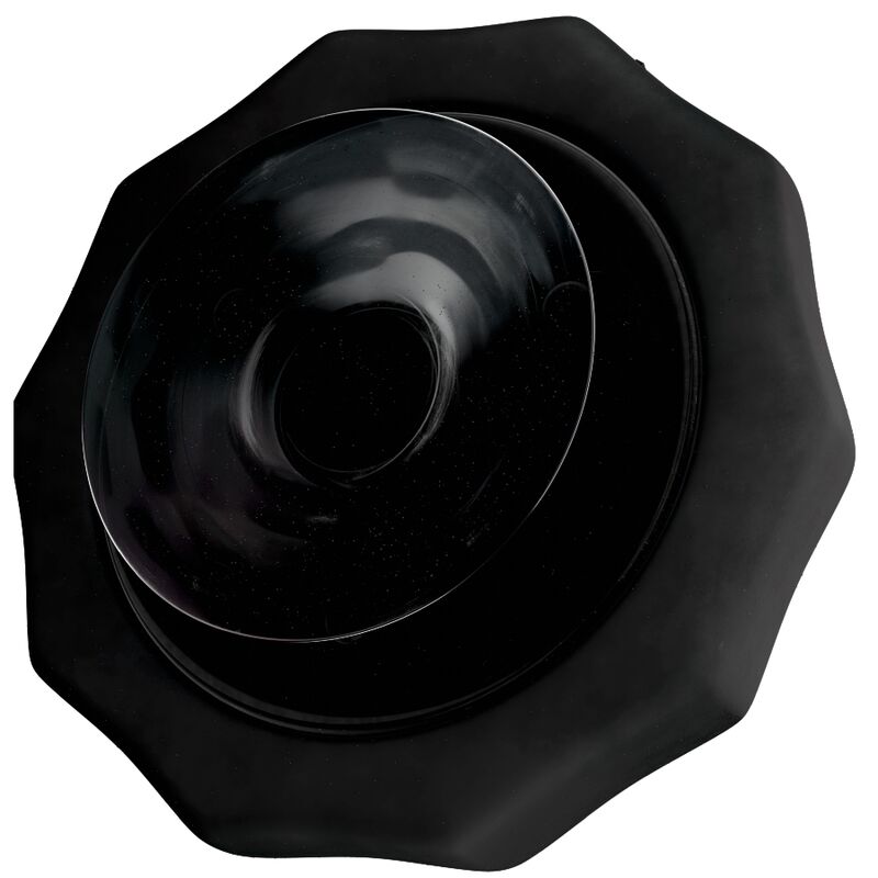 Close-up do Temporizador de Bomba Direta BATHMATE Preto com ventosas, mostrando seu design à prova d'água para otimização de treinos.