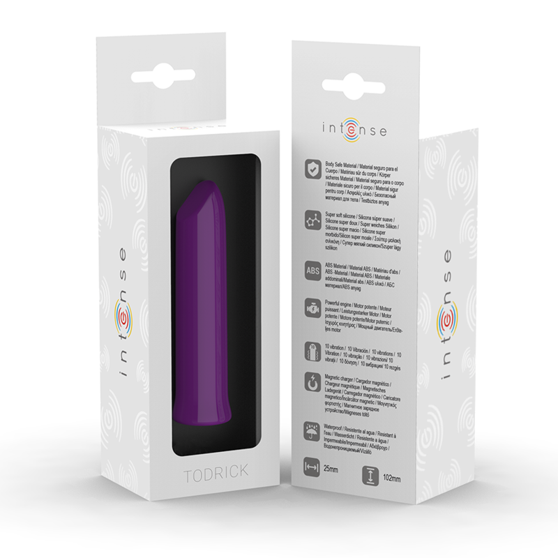 Close-up da Bala Vibratória INTENSE Todrick Roxa para Estimulação do Clitóris.