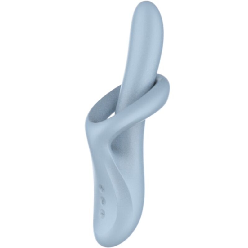Close-up do Vibrador SATISFYER Heat Flex 4 Azul com Efeito Térmico e Rotação, mostrando detalhes do silicone e formato.