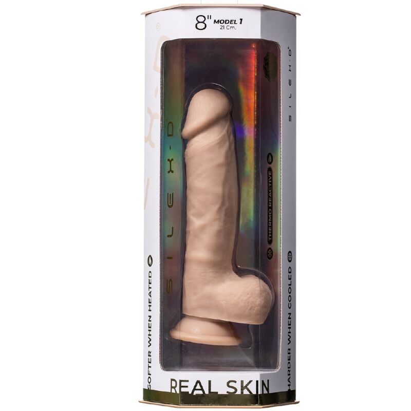 Close-up of the SILEXD Dildo Realístico Silicone Silexpan 21.5cm showing its realistic texture and details.