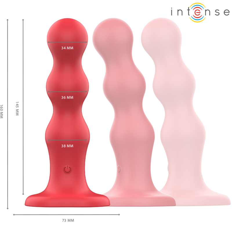 Vibrador Intense Cody Vermelho com ventosa e controle remoto, exibindo seu design texturizado de concha.