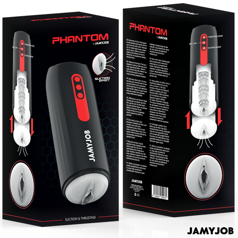 Close-up of the JAMYJOB Masturbador Automático Phantom Vagina showing its design and features.