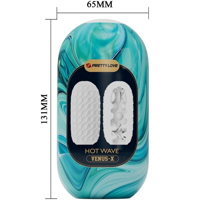 Close-up do Masturbador Masculino PRETTY LOVE Hot Wave Silicone, destacando suas texturas internas.