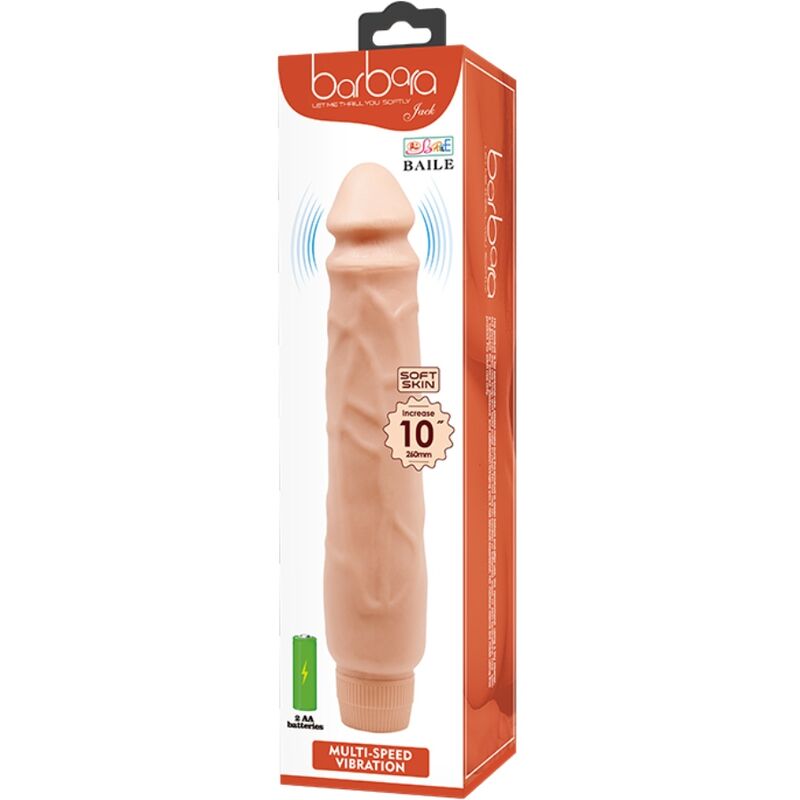 Detalhe do Vibrador Realista Jack BAILE 26 CM com vibração, mostrando a textura e formato.