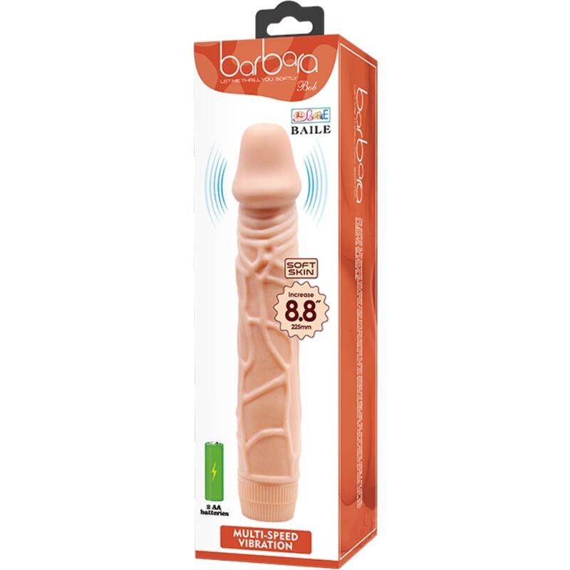 Vibrador Dildo Realista BAILE 22,5cm Cor de Carne com função de vibração.
