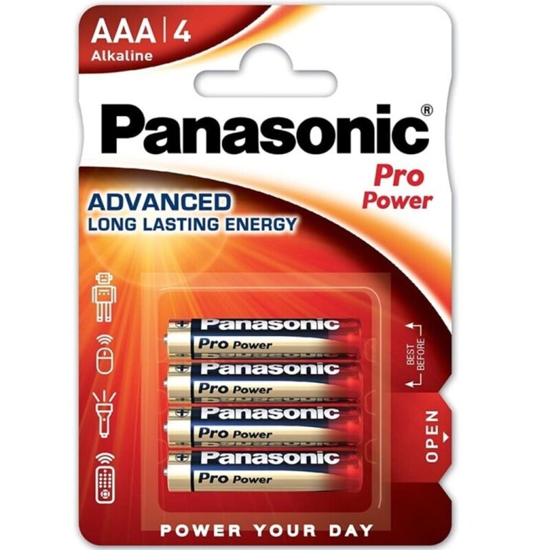 Blister de pilhas AAA alcalinas PANASONIC Pro Power com 4 unidades